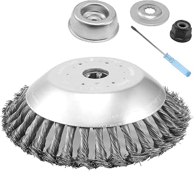 Viabrico 8 Inch Strimmer Wire Brush Cutter Head with 4pc Adapter Kit