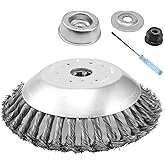 Viabrico strimmer Wire Brush Cutter Head, 8 inch Steel Trimmer with 4pcs ataptor kit, for Grass Trimmer