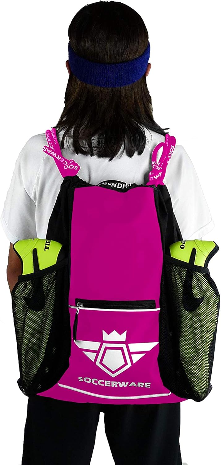 Soccer Bag Backpack - Organize Sports Gym Equipment - (Pink): Sports & Outdoors