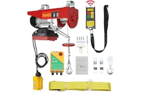 NOLANTISI Wireless 2in1 Electric Hoist with 880 LBS Capacity - Remote Control & Single/Double Slings Steel Winch 110V Lift for Factories, Warehouses, Construction Sites (PA-400), Red