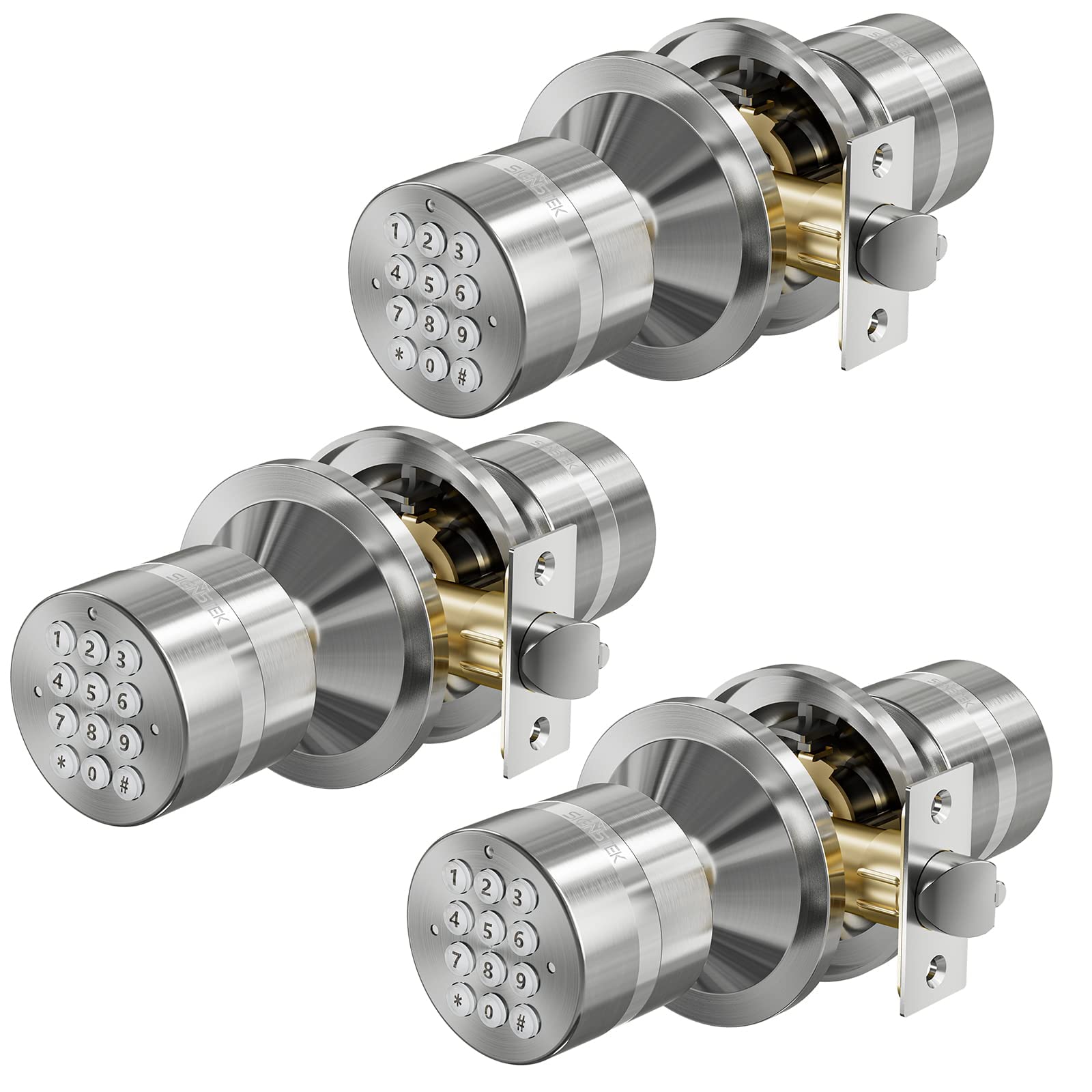 Photo 1 of (ONLY 2) Signstek Keyless Digital Electronic Entry Security Safety Door Lock Locker (Satin Nickel 3 Pack)