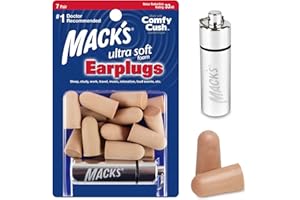 MACK'S Mack’s Ultra Soft Foam Earplugs, 7 Pair + Case – 33 dB Highest NRR, Comfortable Ear Plugs for Sleeping, Snoring, Travel, Concerts, Studying and Noise