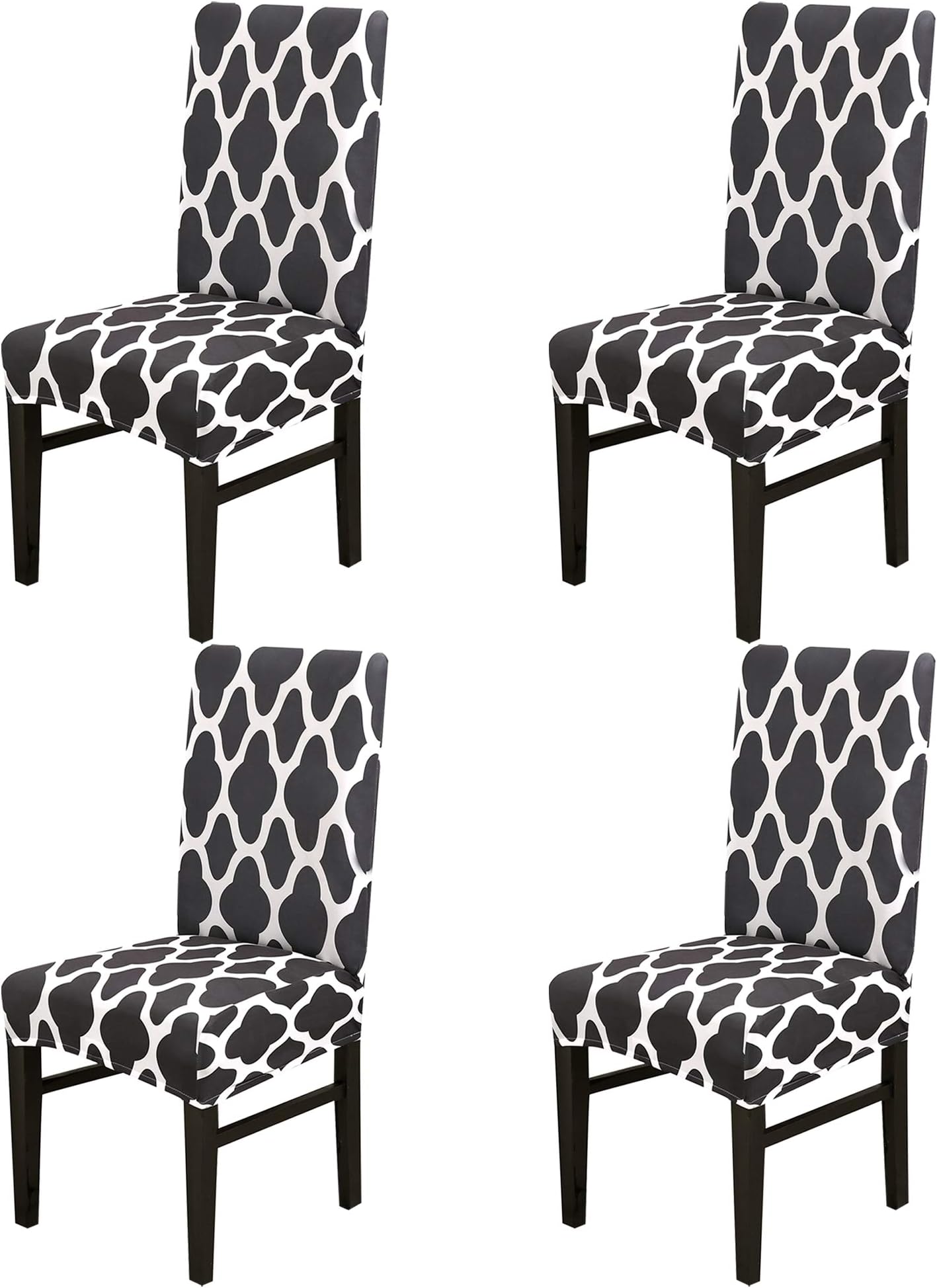 YIMEIS Comfort Stretch Dining Room Chair Covers, Dining Chair Protector, Removable Washable Short Dining Chair Seat Covers for Dining Room, Kitchen, Party (Pack of 4, Black)