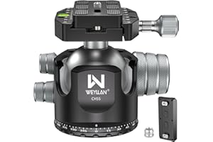 Low Profile Ball Head 55mm Tripod Ball Head Panoramic Tripod Head, CNC All Metal Tripod Camera Head for Tripods, WEYLLAN CH55 with Mlok Rail Arca Swiss Quick Release Plate, Max Load 88lbs/40kg