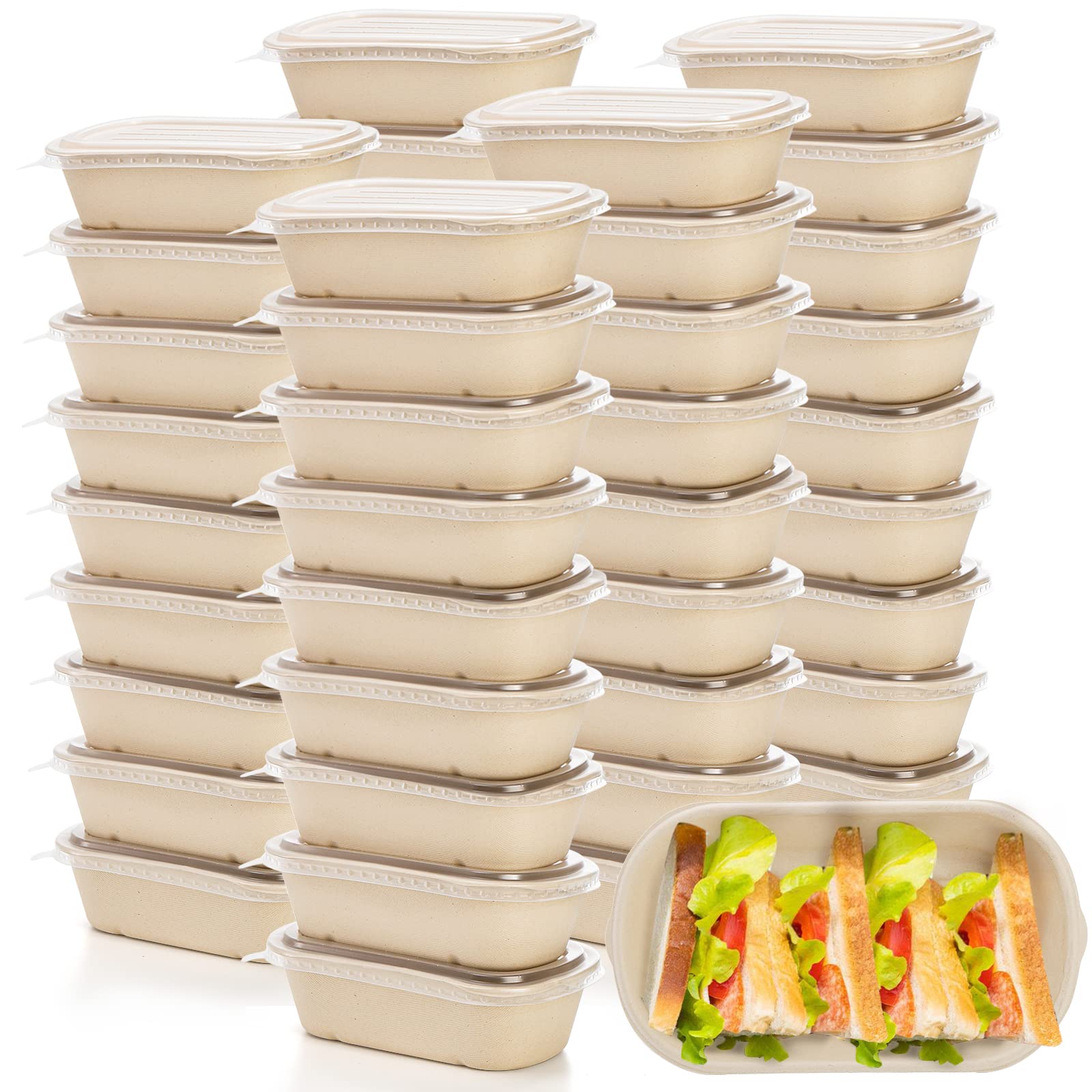 Photo 1 of Yesland 50 Pack Take Out Food Containers with PP Lid, 33 Oz Rectangular Disposable Paper Bowls Soup Serving Bowls, Meal Prep Food Containers for Salad, Leftovers