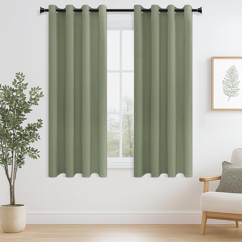 MRTREES Blackout Curtains 2 Panels 46x54 Sage Green Eyelet Thermal Living Room