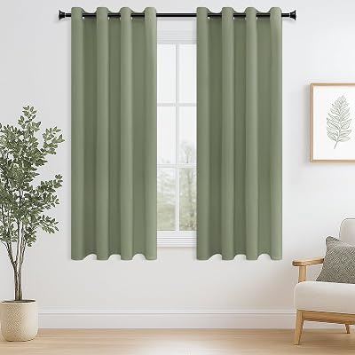 MRTREES Blackout Curtains 2 Panels 46x54 Sage Green Eyelet Thermal Living Room