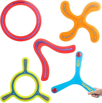 deAO 5 Piece Colourful Boomerangs for Kids Easy Throw Indoor Outdoor Fun