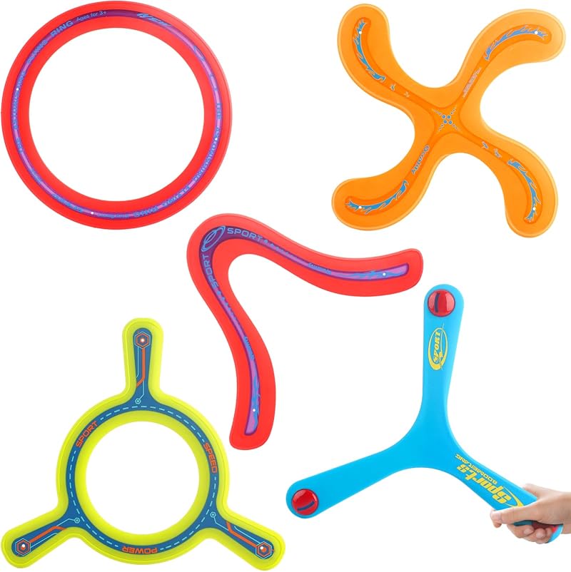 deAO 5 Piece Colourful Boomerangs for Kids Easy Throw Indoor Outdoor Fun