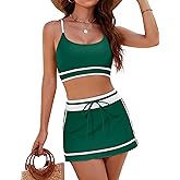 Blooming Jelly Women's High Waisted Bikini Sets Sporty Two Piece Bathing Suits Color Block Swim Skirt Swim Suits 2025