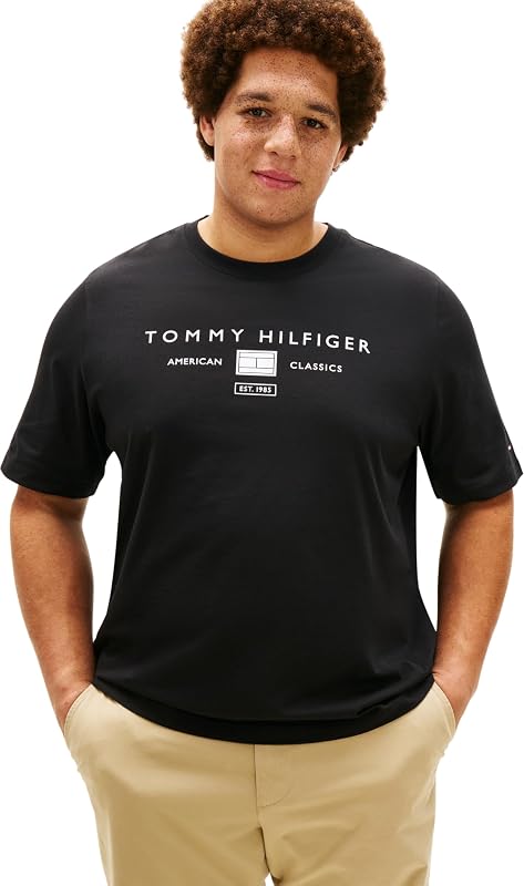 Uomo T-Shirt Maniche Corte Brand Love Mono Stack in Cotone, Nero (Black), XXL — foto 1 di 6