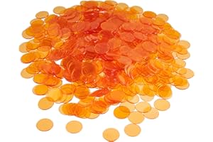 1000-Count Translucent 3/4" Plastic Bingo Markers in Vibrant Orange for Replacement or Expansion – Bright Colors for Exciting