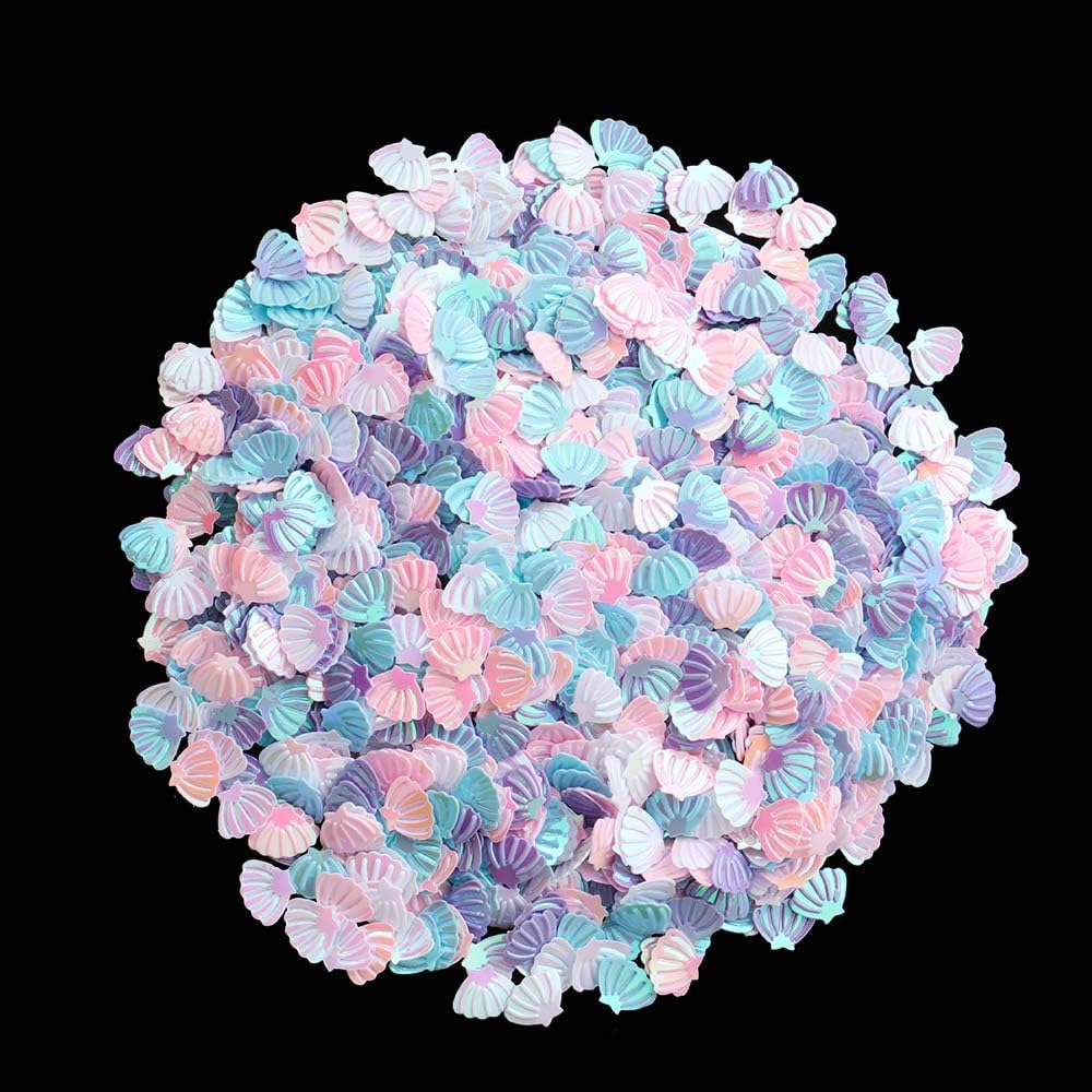 Nail Sequins Stickers,3D Makeup Colorful Beauty Tool Manicure Tips Glitter Paillette Sea Shell Nail Sequins Stickers Nail Art Decoration(10)