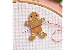 Caterpillar Cross Stitch Needle Minder - Gingerbread Man for Cross Stitch, Sewing, Embroidery and Needlework Accessories, Enamel and Magnetic