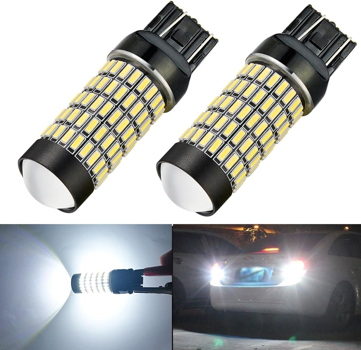 AHEVO 2 X 1700 Lumens Super Bright 4014 112-PL Chipsets 7440 7443 T20 LED Bulbs Used For Back Up Reverse Lights,Brake Lights,Tail Lights,7443 Xenon White