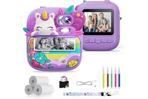 TIATUA Kids Camera Instant Print, Camera for Kids with Printable Photos, Toddler Camera Toys for Children Ages 3-14, Digital Camera Birthday Gifts for Girls 4 5 6 7 8 9 10 11 12 13 Years Old (Purple)