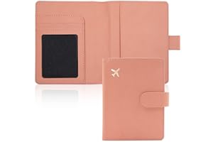 Deziliao Faux Leather Passport and Vaccine Card Holder, Pink, Waterproof, Rfid Blocking, Slim, Unisex