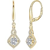 Moissanite Drop Dangle Earrings for Women 925 Sterling Silver Leverback Earring D-E Color VVS1 Clarity Hypoallergenic Jewelry Promise Birthday Christmas with Certificate