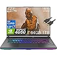 Asus ROG Strix G16 Gaming 16/inches FHD+ 165Hz (Intel 13th Gen Core i7-13650H,64GB DDR5 RAM,1TB PCIe SSD,Gece RTX 4060 8GB) RGB Backlit,Thunderbolt 4,Wi-Fi 6E,IST Cable,Win 11 Home-2023 Eclipse Gray