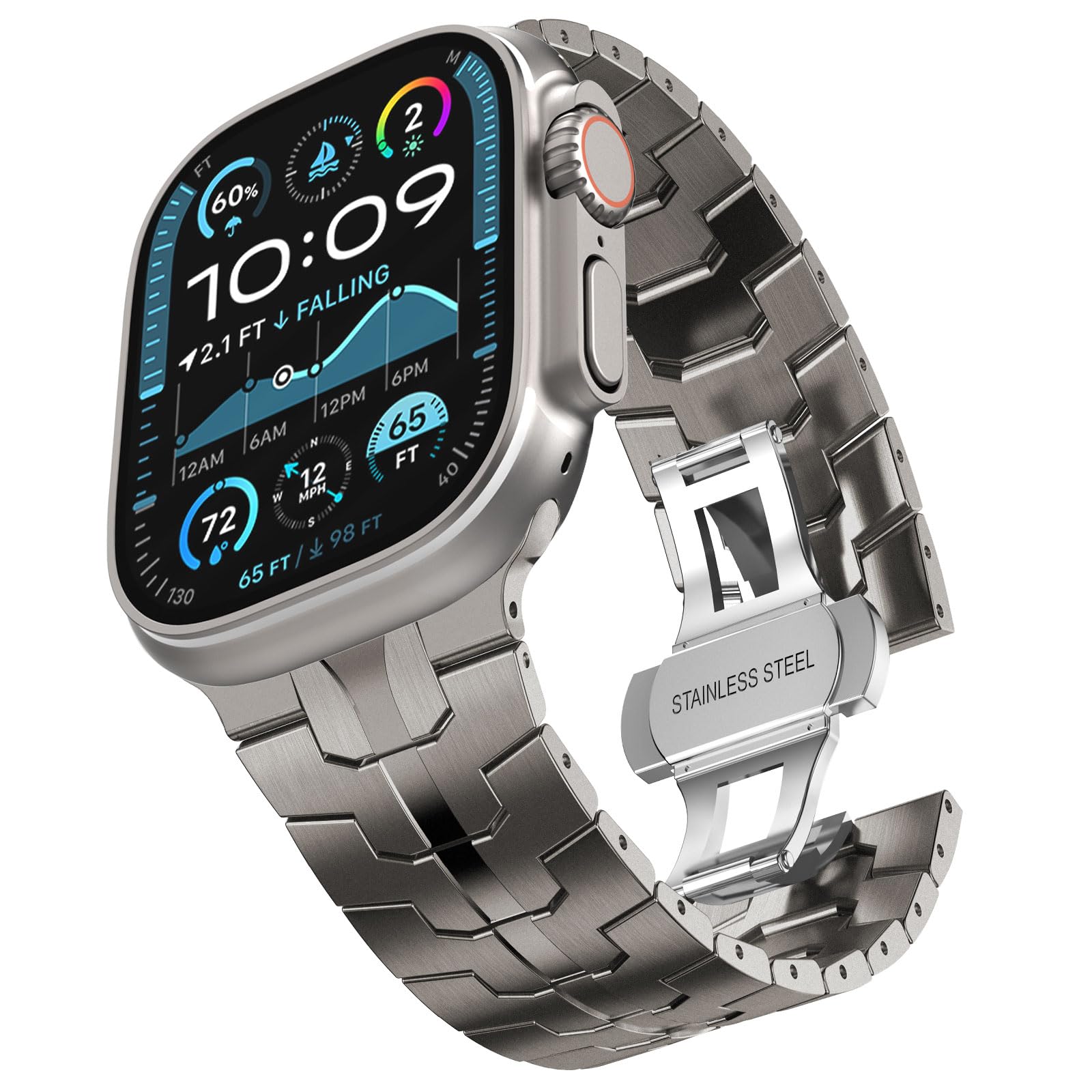 CHANCHY Titanium Strap for Apple Watch Strap 49mm 46mm 45mm 44mm 42mm(Series 3),TitaniumMetal Link Bracelet Replacement Band for iWatch Ultra 3 2 1/SE 3 2 1/Series 11 10 9 8 7 6 5 4 3 2 1,Titanium โ image 1