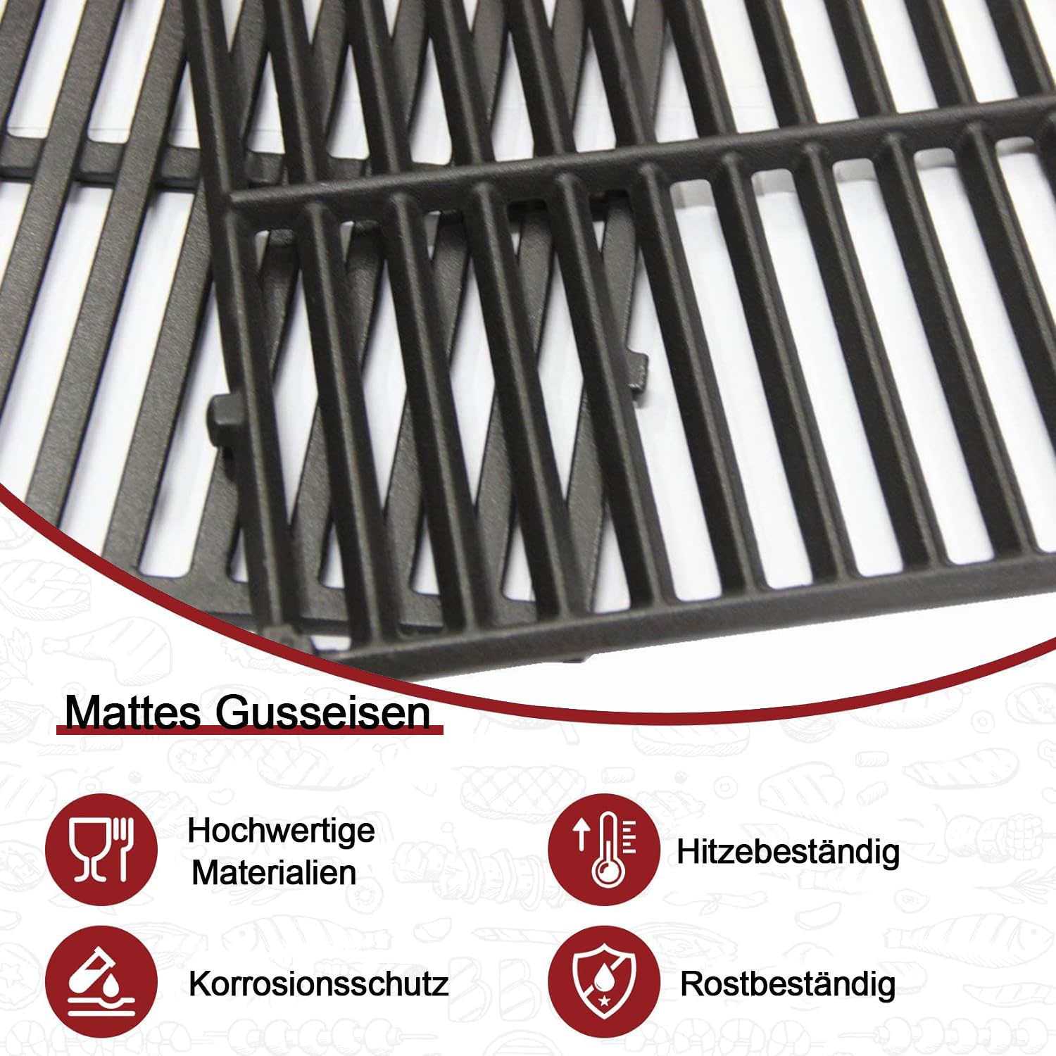 44,5cm 7638 Gusseisen Grillrost für Weber Spirit I & II 300 Series 3