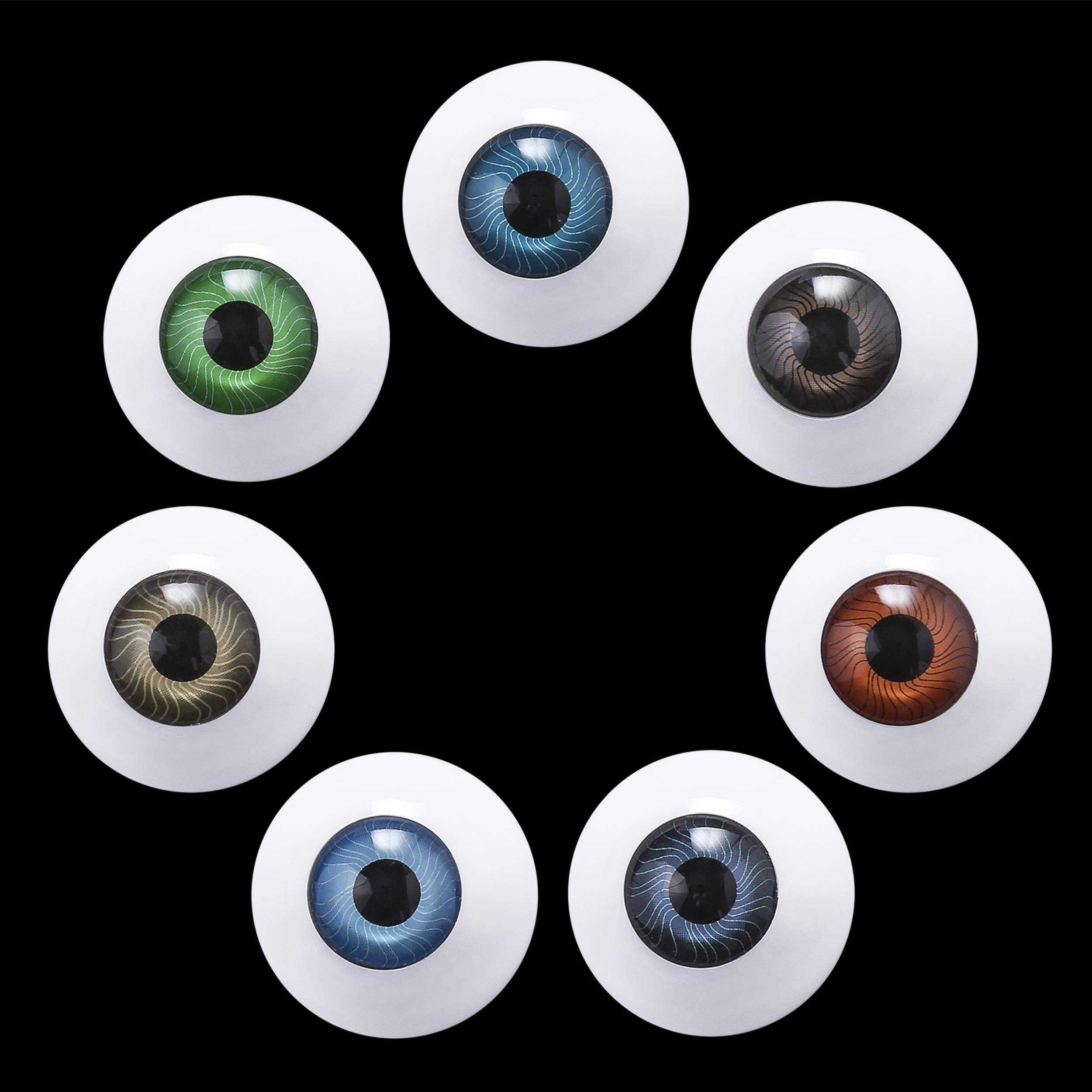Tanlee 20 pieces 26mm / 1 Inch Halloween Eyes Scary Eyes Plastic Half Round Doll Eyeballs Halloween Horror Props for Halloween DIY Accessories, 7 Colors
