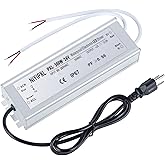 LED Driver 300 Watts(150W X2) 24V DC Transformer, Waterproof IP67 Power Supply, 24V DC Low Voltage Output Adapter with 3-Prong Plug 3.3 Feet Cable for LED Light, Computer Project, Outdoor Light