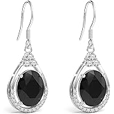 18K White Gold Plated Sterling Silver Oval Cut Cubic Zirconia Drop Dangle Earrings for Women Hypoallergenic Statement Earrings Gifts for Women Mom
