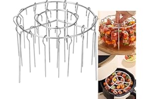 Stainless Steel Air Fryer BBQ Set Air Fryer Grill Skewer Rack Air Fryer Accessories 30 Vertical Meat Skewers with Round Hangi