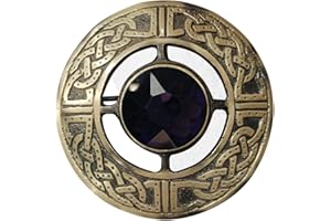 AAR Men's Kilt Brooch Pin Stones Scottish Fly Plaid Celtic Antique Plated Norse Vintage Jewelry