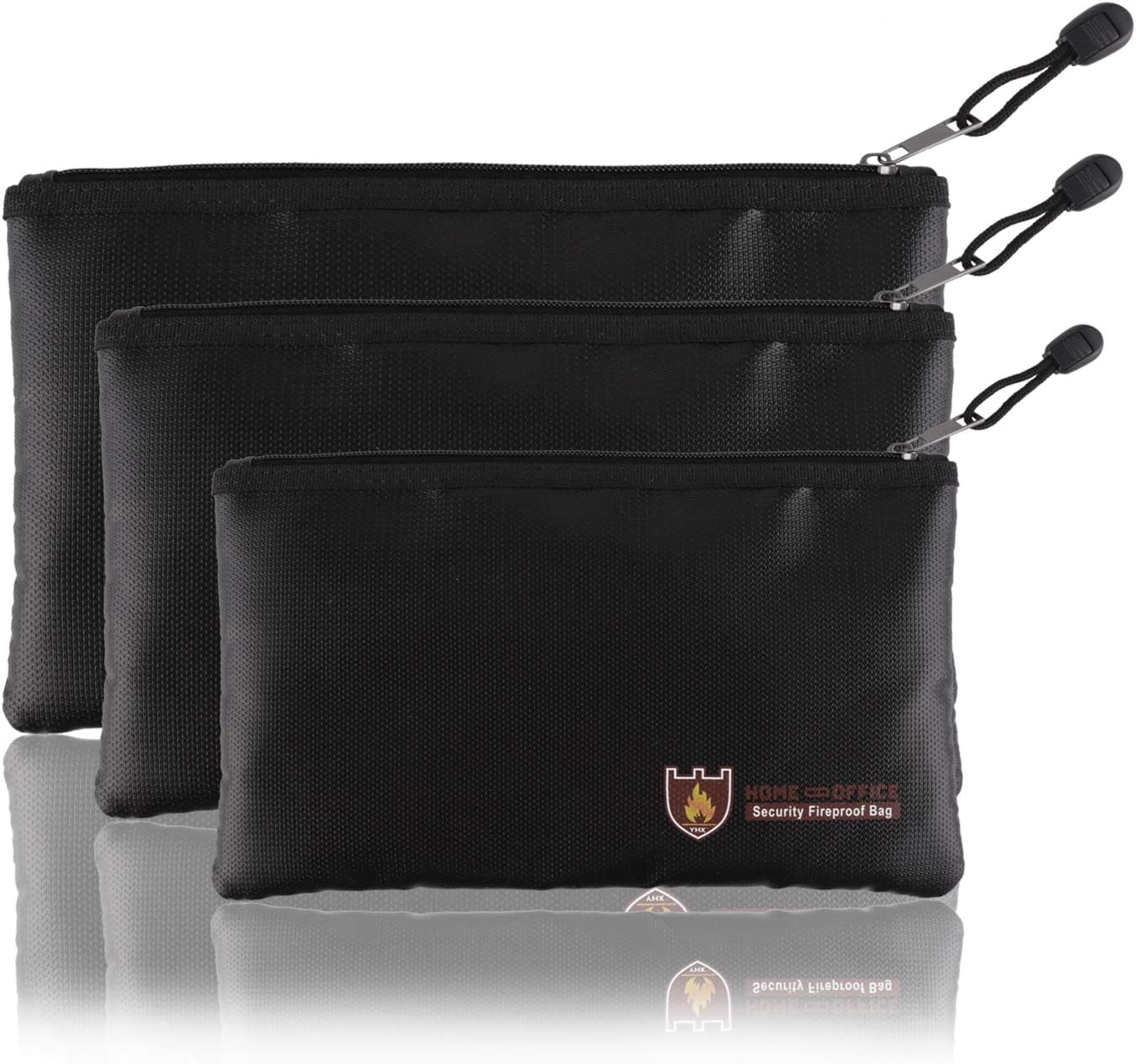Fellibay Fireproof Document Bags Envelope Holder A4 Size Waterproof Fireproof Bag with Fireproof Zipper for Valuables, Money, Jewelry, Passport, Files Storaging 1Pcs (Large)