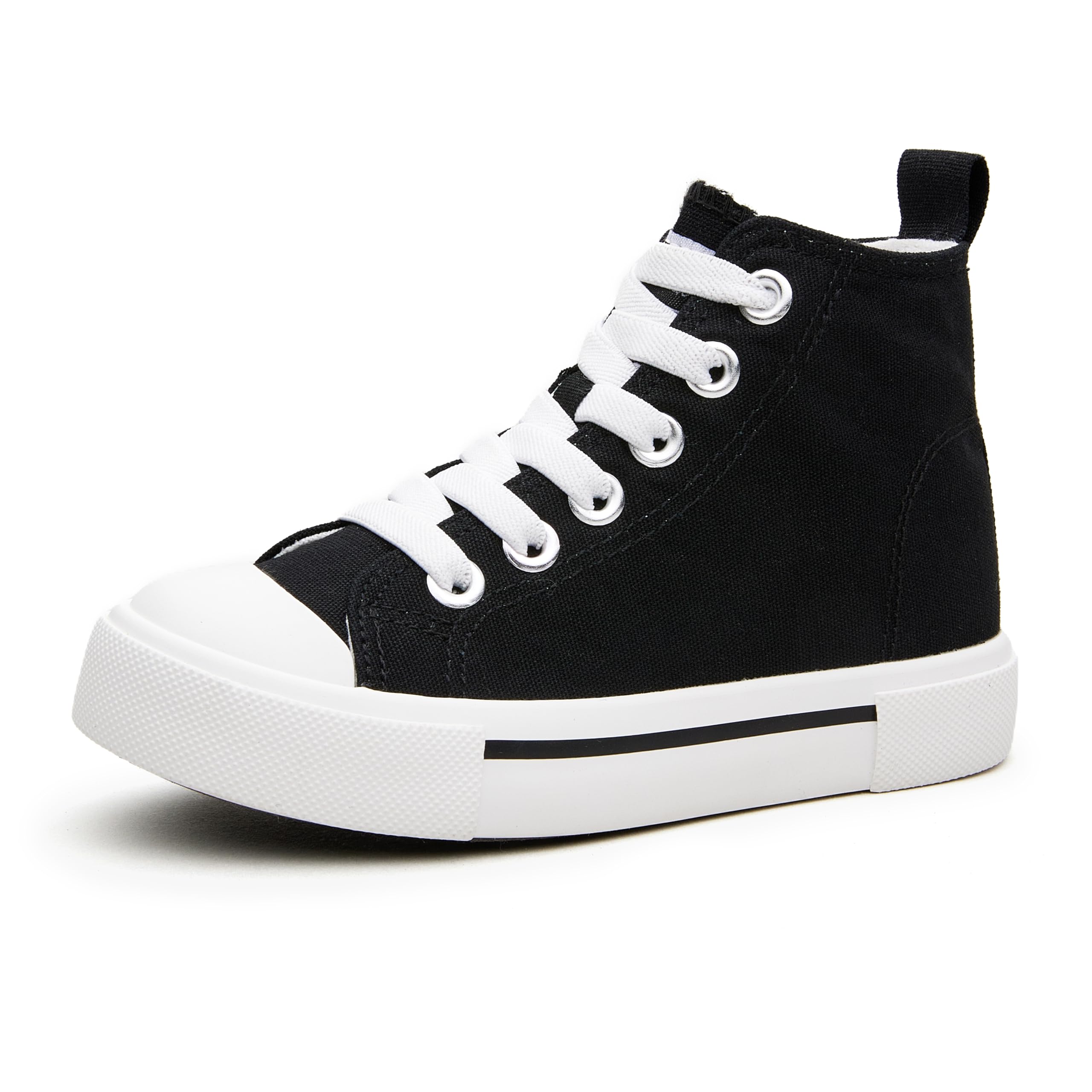 Photo 1 of Kids High Tops Sneakers –Toddler Canvas Walking Shoes with Hook and Loop for Boys and Girls Black