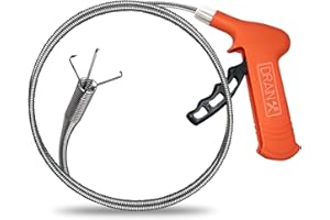 DRAINX Pistol Grip Grabber Claw, Drain Clog Pickup Snake, Remove Hair and Clogs from Sink, Shower, Tub, Toilet Drains, 5-Ft