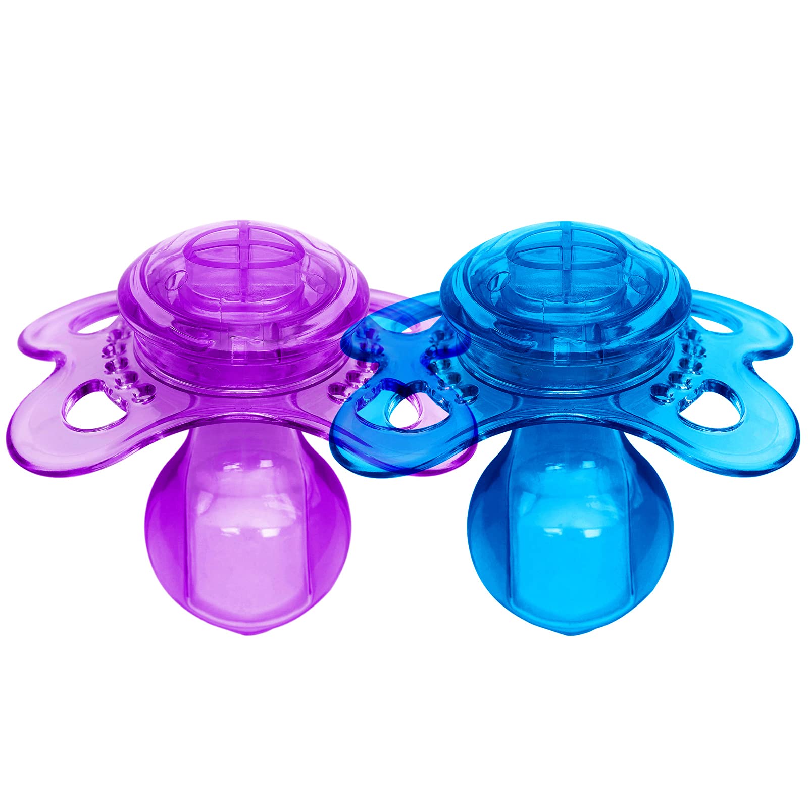 LittleForBig Bigshield Generation-3 Adult Sized Pacifier Candy Gloss 2 Paci Pack - Blue & Purple Set