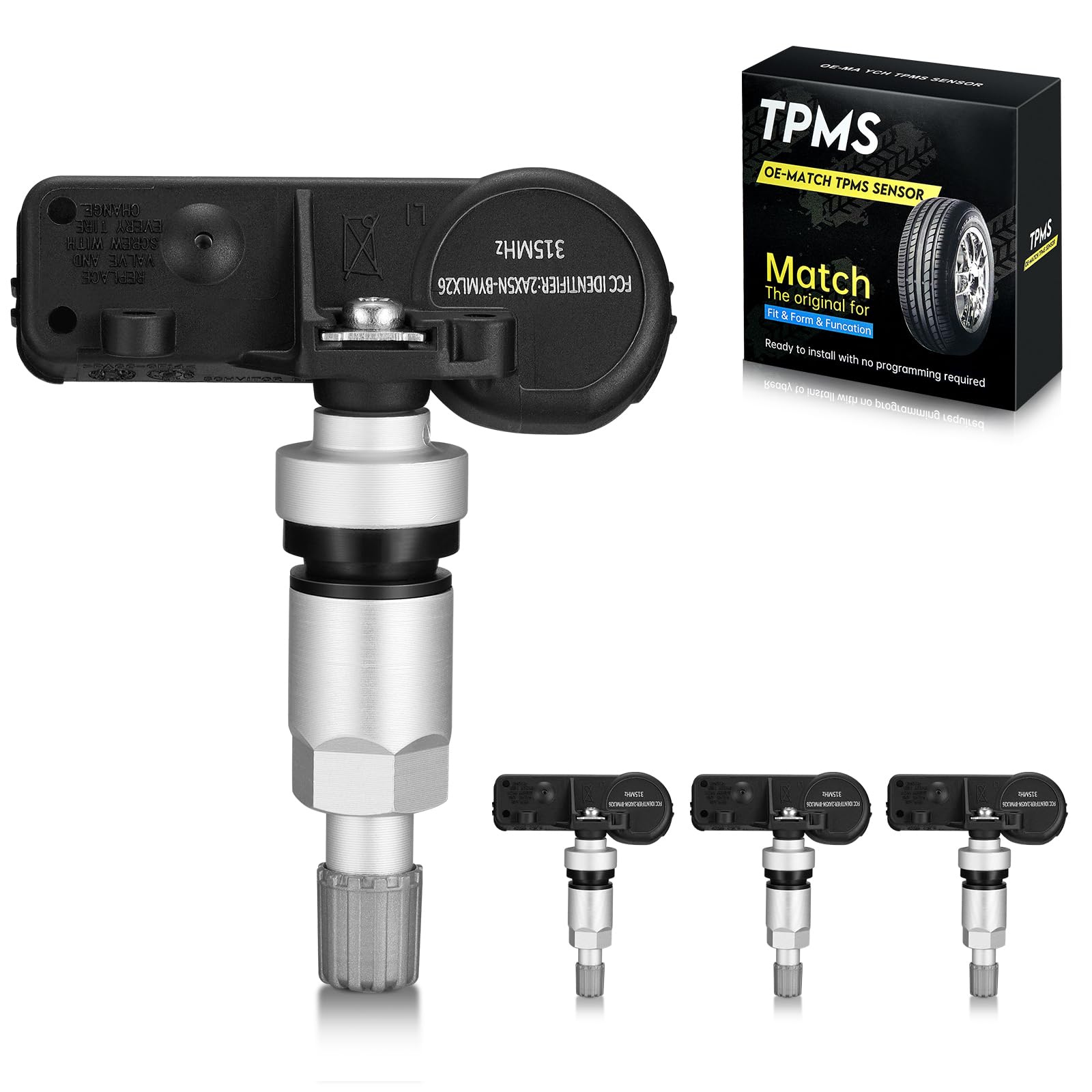 BDFHYK 315MHz TPMS Sensor Compatible with Chevy GMC Buick, Compatible with Cadillac Pontiac SAAB, Tire Pressure Monitoring System (TPMS) Sensors Replace# 13586335, 13581558, 15922396 Aluminum 4pcs