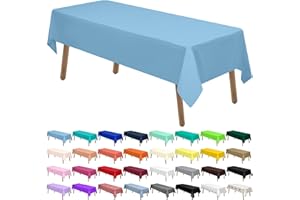 PARTY ULYJA Light Blue Plastic Tablecloths 2 Pack Disposable Table Covers 54 x 108 Inch Baby Shower Party Tablecovers PEVA Sky Blue Table Cloths for BBQ Picnic Birthday Wedding Parties 8 ft Rectangle Table Use