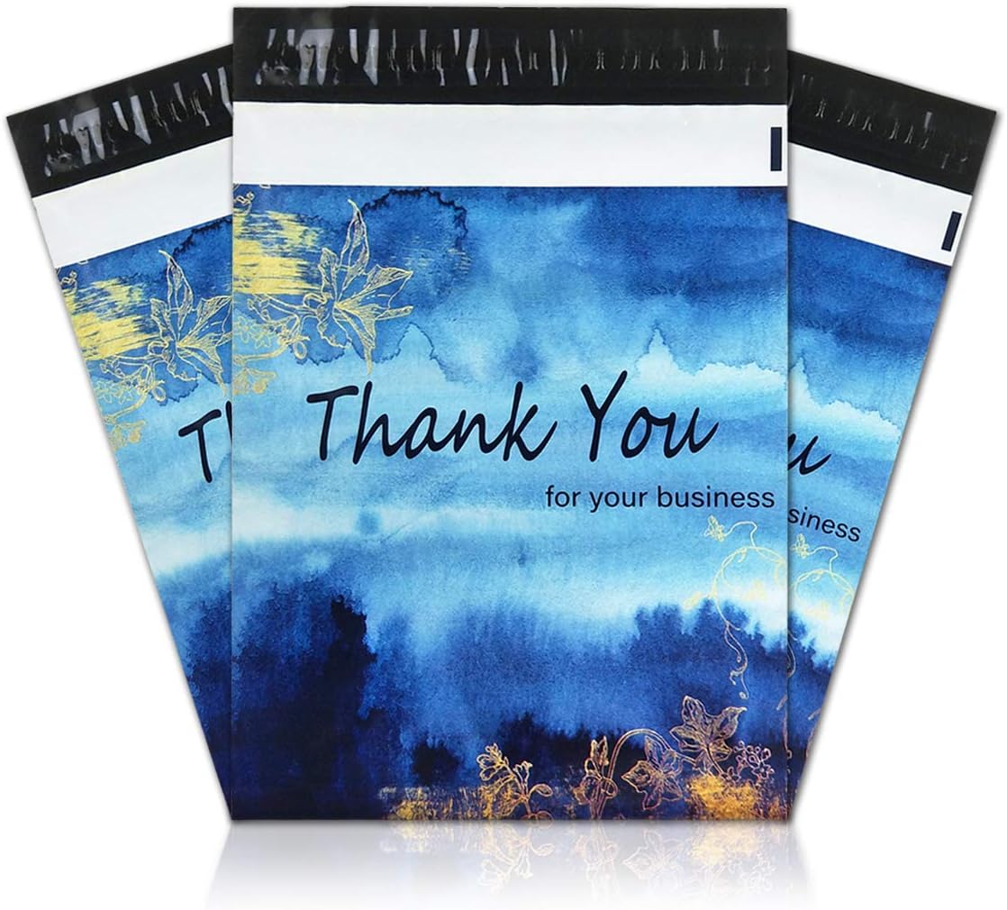 100 Pack Poly Mailers, 10” X 13” Envelopes Plastic Custom Mailing Shipping Bags, Poly Mailer Envelope with Self Seal Adhesive Strip - Waterproof & Tear-Proof (Blue Dreamlike)