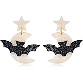 Halloween Earrings for Women Bat Ghost Pumpkin Drop Dangle Earrings Cute Acrylic Halloween Holiday Costume Jewelry