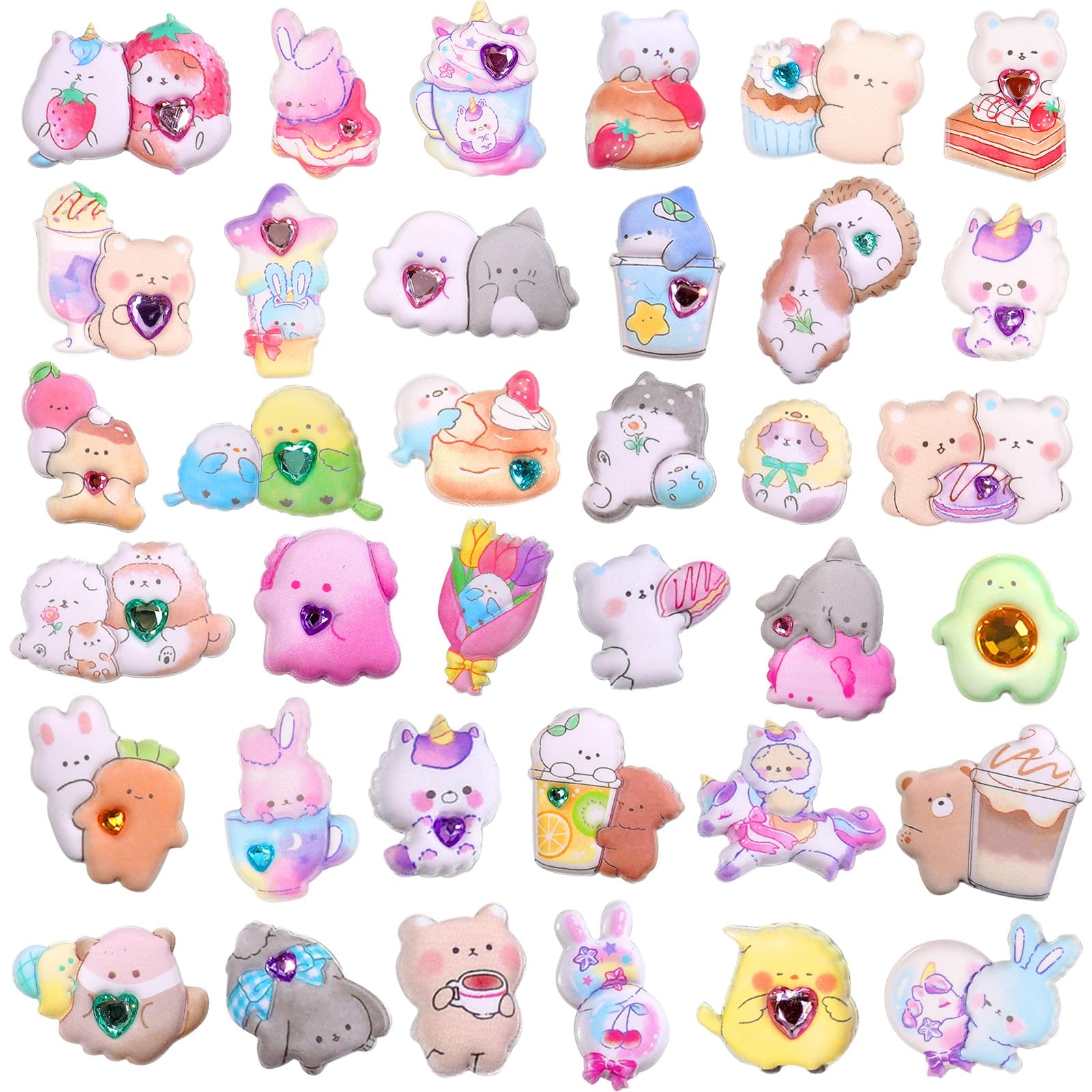 Puffy Stickers with Sparkly Gem Embellishment for Kids Girl -Cute,Kawaii,Soft,Thick,Large Japanese Puff Sticker for Adults –3D Squishies Puffer Sticker for Phone Case,Notebook,6 Sheets.