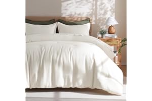 PHF Soft Waffle Comforter Set Queen Size- Comfy Breathable Waffle Weave Comforter with 2 Pillow Shams, 3 Pieces No Snagging L