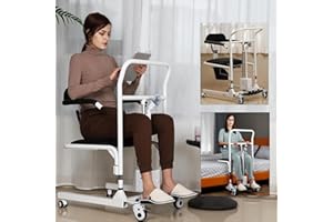 Hurchen Electric Patient Lift Transfer Chair, Foldable Transfer Lift Chair for Elderly and Disabled, One-Button Lift Transfer Chair for Seniors