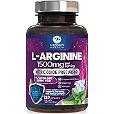 L-Arginine Complex 1500mg - 3X Strength L-Agrinine & L-Citrulline Supplement - Premium Heart Health & Muscle Supporting Nitric Oxide Booster & Energy Blend - for Men & Women Bottled USA - 120 Capsules