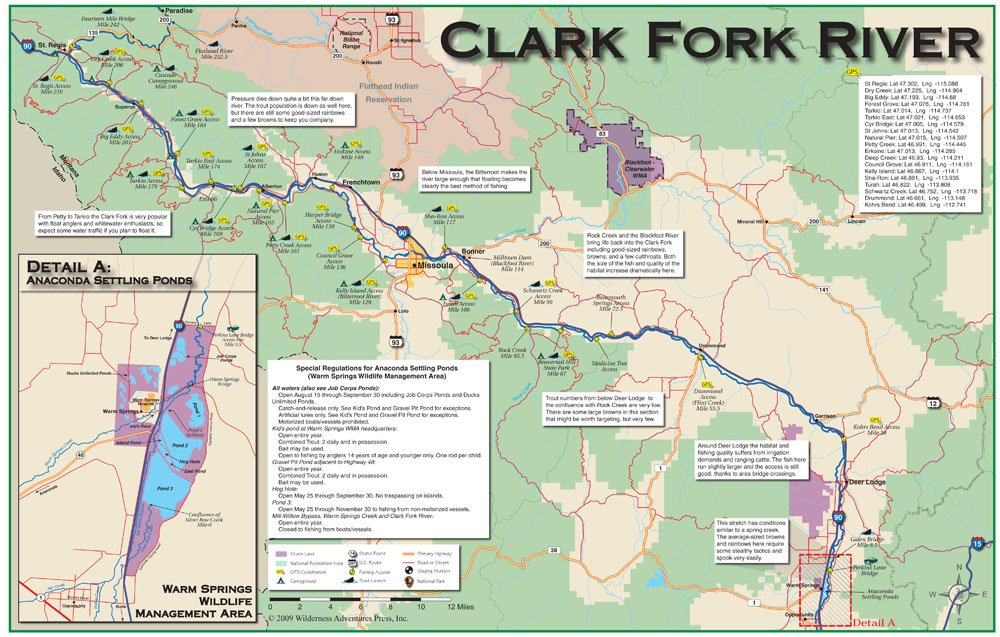Clark Fork River Fishing Access Map Clark Fork River 11X17 Fly Fishing Map: 0809206360143: Sports & Outdoors