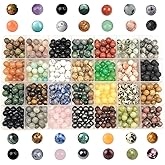 GorgGorho 560pcs Crystal Beads for Jewelry Making Bulk,Natural Stone Beads Charm Gemstone DIY for Friendship Bracelet Making Kit Supplies(8mm,28 Color A)