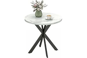 HOMCOM 29" Round Dining Table for 2-4 People, Modern Contemporary Kitchen Table with Steel Legs, White Marble-Effect