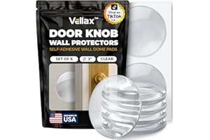 Large 2" Door Knob Wall Protectors – 6 Clear Self-Adhesive Silicone Bumper Pads in Hemispherical Shape – Noise Dampening Wall & Furniture Guards by VELLAX