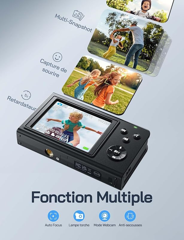 Appareil Photo numérique, caméra 4K pour Enfants, compacte 56 MP, vidéo Zoom numérique 16X, Point de Mise au Point Automatique et Appareil Photo numérique, Cadeau