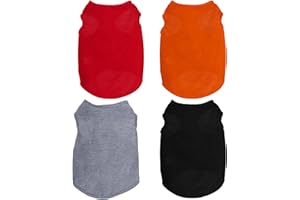 CHOYAXO 4 Pcs Cat Shirts Solid Color Dog Clothes Summer Sleeveless Pet T Shirts for Small Pet Dogs Cat (Black,Grey,Red,Orange, Medium)