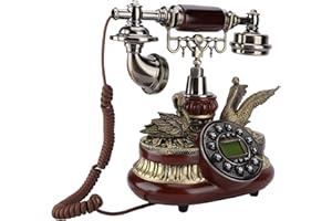 Sonew Vintage Dial Telephone - Antique Landline Phone with FSKDTMF Functions for Home & Office Decor