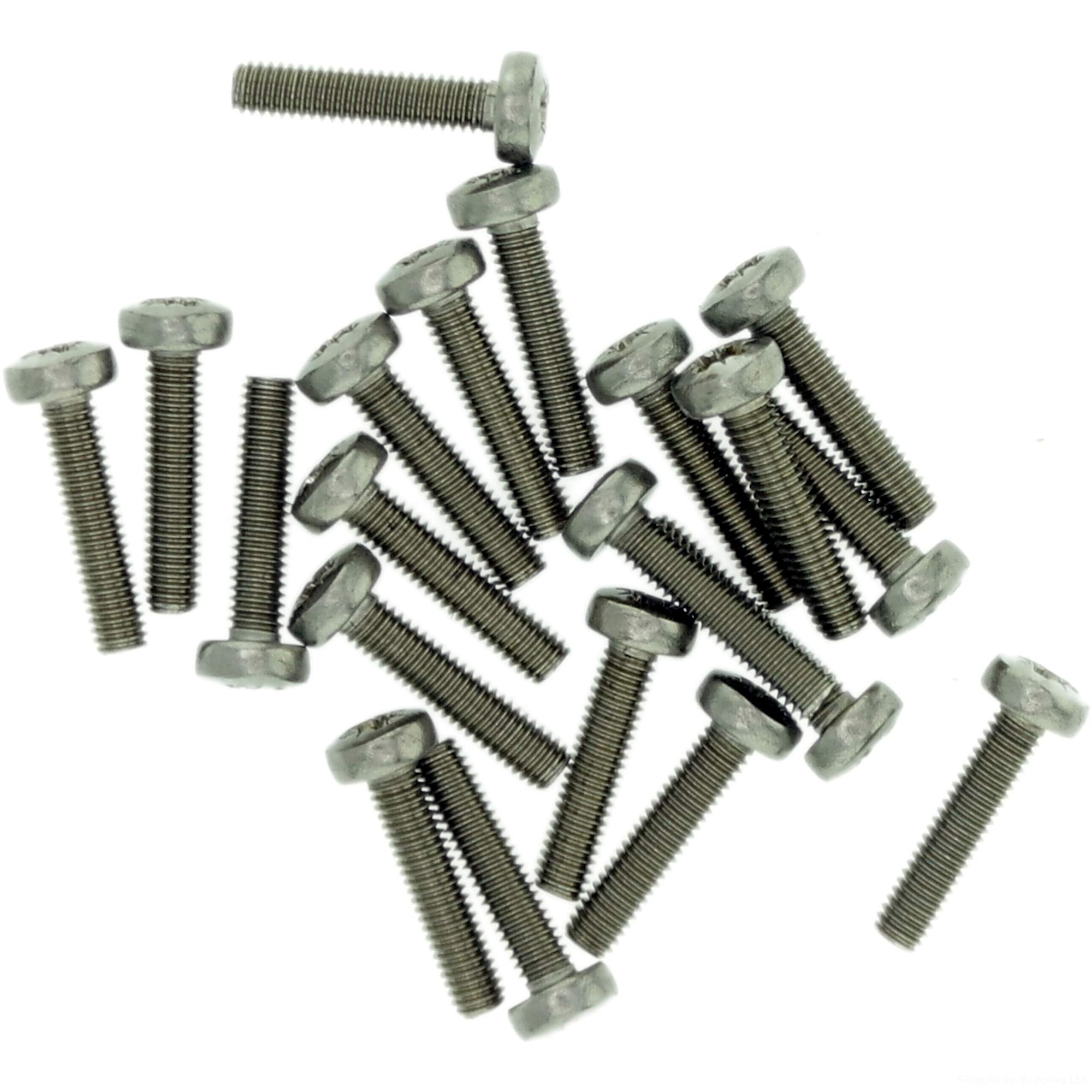 M2.5 (2.5mm x 12mm) Pozi Pan Machine Screw (Bolt) - Stainless Steel (A2) (Pack of 20)